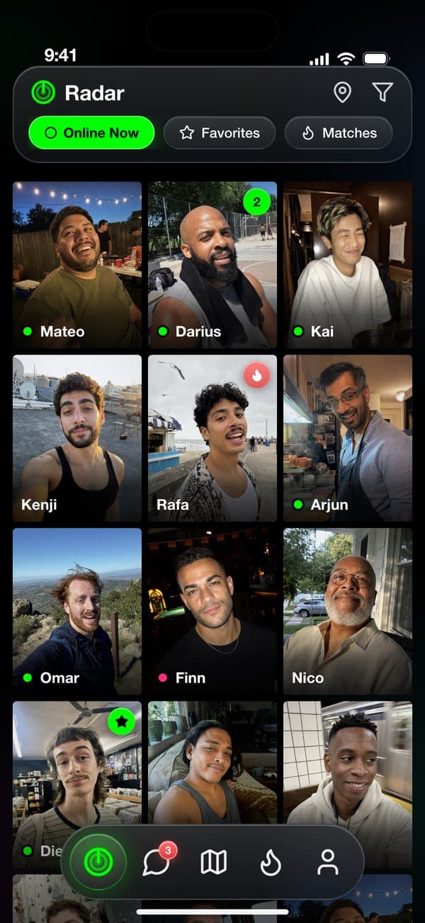 Gaydar Radar grid of nearby men