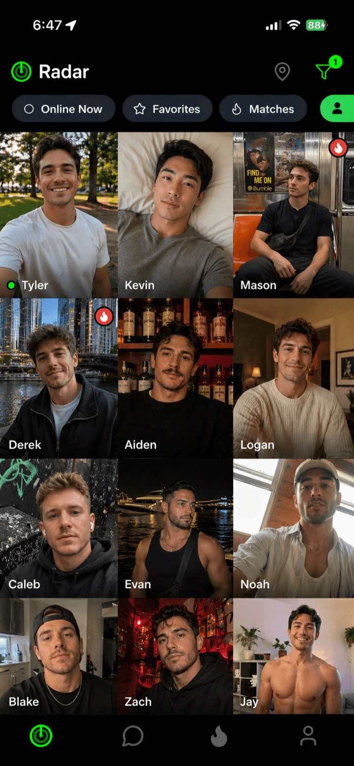 Gaydar Radar grid of nearby men