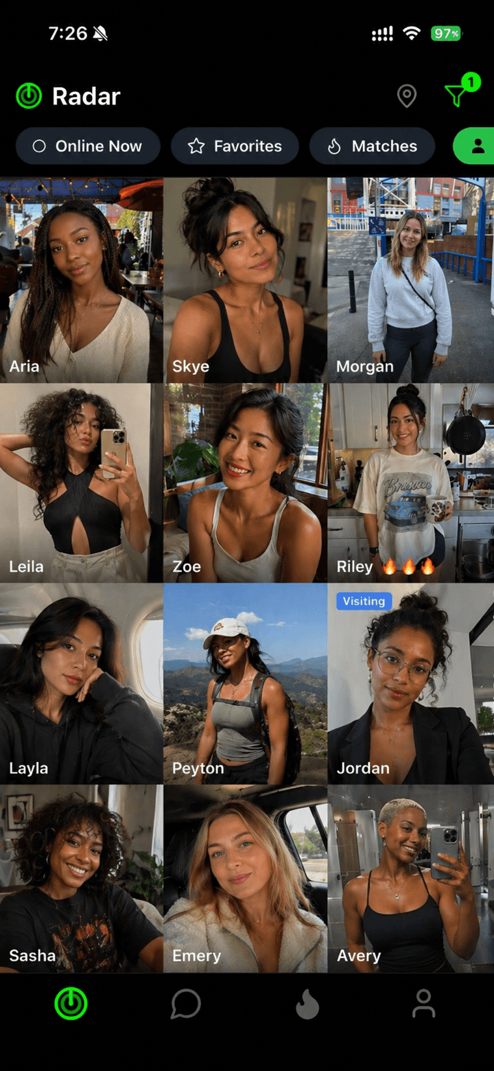 Gaydar Radar grid of nearby women